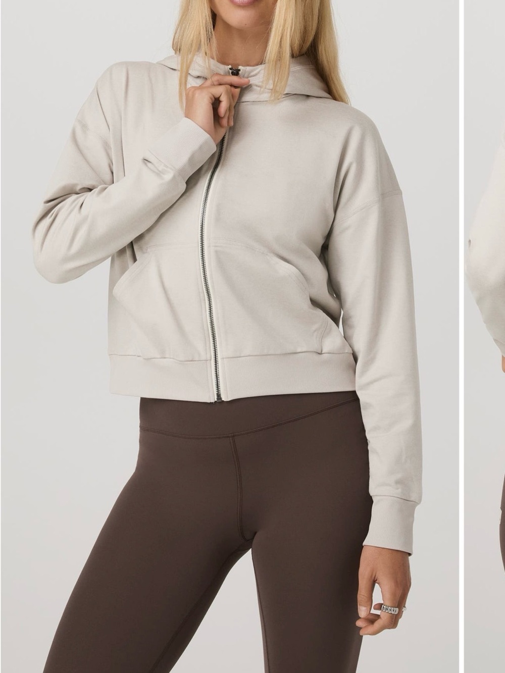 Vuori Halo Zip Hoodie in Ecru Heather